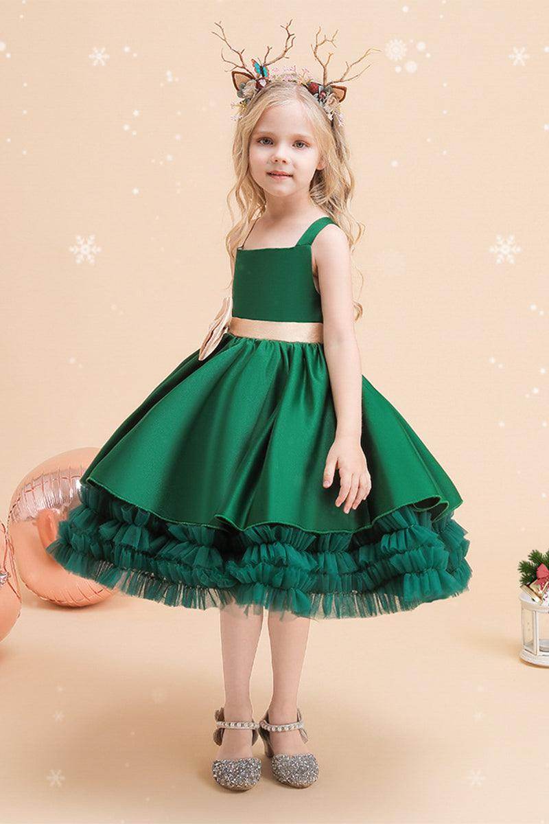 A-Line Mini Satin Flower Girl Dress 682558338968 - COCOMELODY